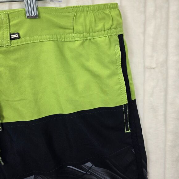 Projek Raw Men's Green Black Shorts Polyester Stretch Drawstring 8" Size L - Picture 4 of 13